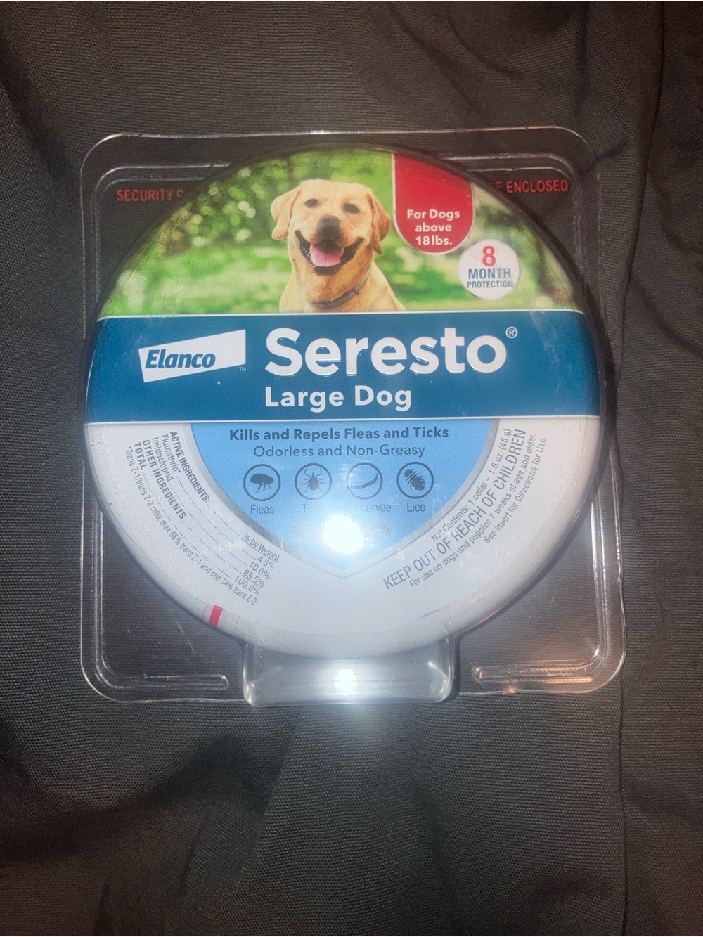 Large Dog Flea & Tick Collar - White and Blue